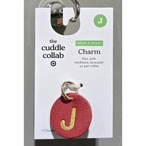 The Cuddle Collab Faux Leather Initial Monogram J Pet Dog Collar Burgundy Charm